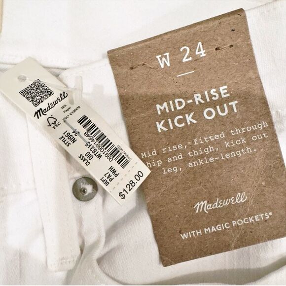 Madewell Kick Out Crop Jeans Pure White Size 24 NWT - Picture 9 of 9